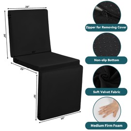 HOMBYS 3-in-1 Recliner Seat Cushion with Lumbar Support Pillow & Footrest, Multi-Functional Adjustable Height 2" to 6" for You to Choose, Non-Slip Foam Chair Cushion for Elderly, Black