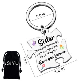 Sister Birthday Gifts from Big Sister Brother Unique Small Gift Ideas Best Sister Ever Womens Key Chain for Her Female Soul Unbiological Little Sister Friend Christma Gifts Stocking Stuffers