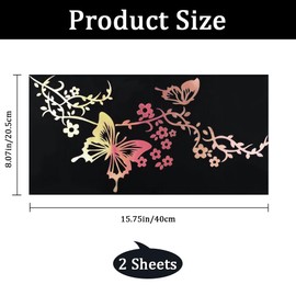 GORGECRAFT 2 Sheet Butterfly Car Decal Set Large Car Decals Butterflies Kissing Flowers Reflective Decals Vinyl Waterproof Sticker Women Car Stickers for Auto Truck SUV Wall Art Laptop, Colorful
