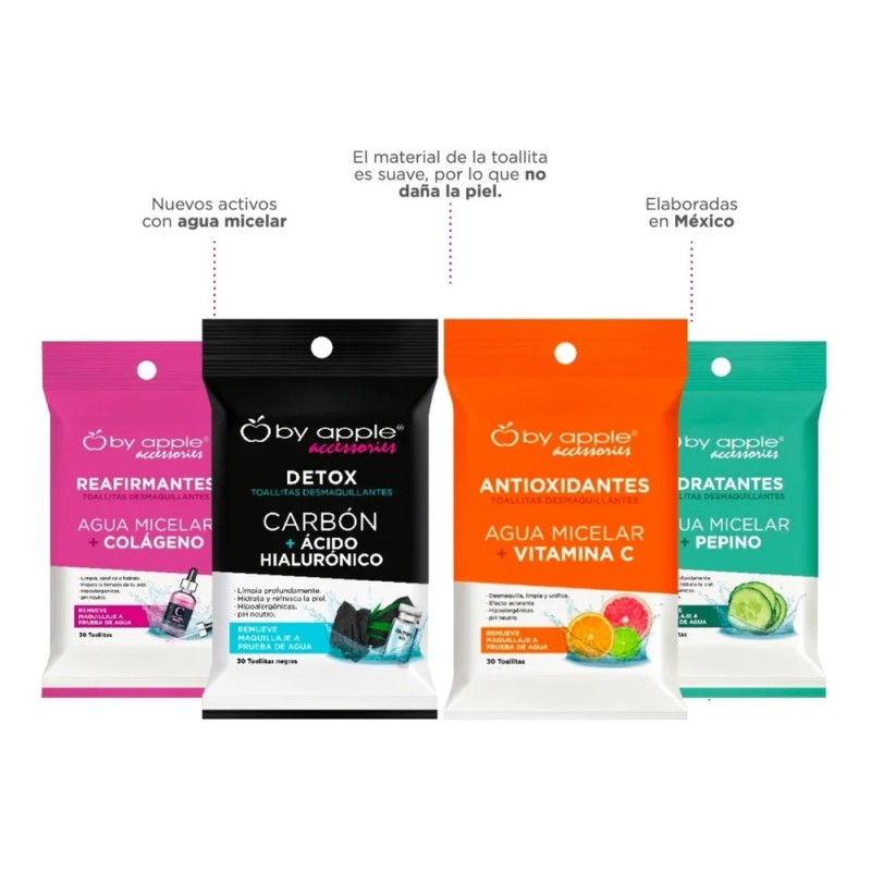 Toallitas Desmaquillantes Con Agua Micelar + Pepino By Apple 30