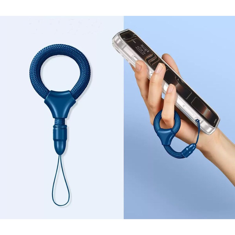 AIXUAN Adjustable Length Smartphone Ring Strap, Blue Braided Cord, Fall