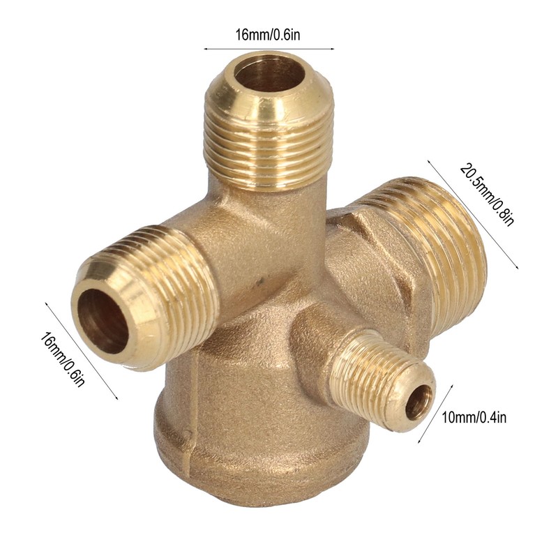 Air Compressor Valve Replacement Components Brass 4 Way Double Pipe