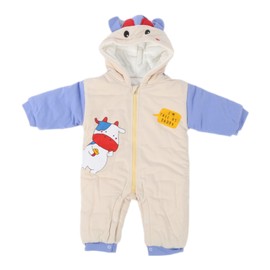 Winter Thickening Baby Cartoon Romper Children Infant Baby Hooded Romper JumpsuitBeige 80cm (12‑18Month)