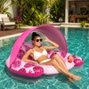 Inflatable Pool Lounge Float for Adults – UPF50+ Canopy, Cup