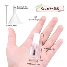 Agidea Empty Nail Polish Bottles with Round Paddle Brush 5ML, 6PCS Small Empty Glass Refillable Nail Polish Containers with Mixing Balls & Funnels (White)