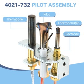 ETERMETA 4021-732 Pilot Assembly NG Compatible with Heatilator GNDC33, GNDC36, Quadrafire, and Heat-N-Glo Fireplaces, 25660 Pilot Assembly with Thermocouple, Thermopile