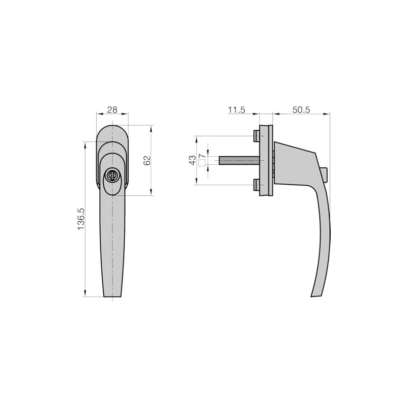Basi -Saturn 7554-0000 Window Handle Lockable 2 Keys Simultaneous Locking