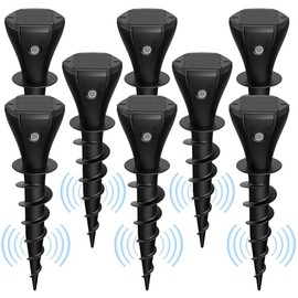 Solar Powered Mole Repellent for Lawns, Waterproof Gopher Vole Repellent Ultrasonic Pest Control Outdoor Get Rid of Snake Voles Ground Squirrels in Garden, Yard, Lawn (8, Black)