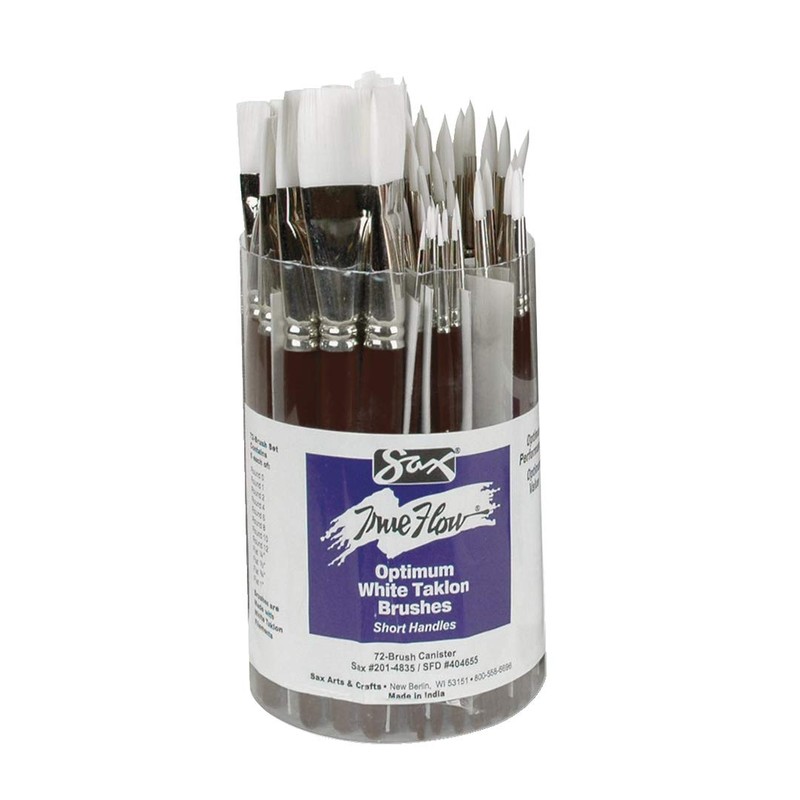 Sax Optimum White Synthetic Taklon Paint Brushes, Assorted Sizes, Set