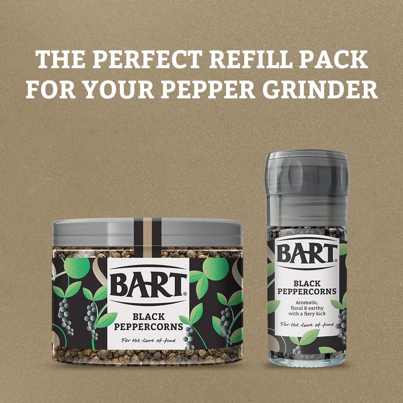 BART Black Peppercorns Large Jar - Hot & Spicy, Ideal