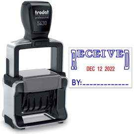Trodat 5430 Professional Self-Inking Date Stamp with Received - Blue/Red 2 Color Ink