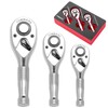 TOMMARS Stubby Ratchet Set, 1/4", 3/8", 1/2" Drive Ratchet Handle