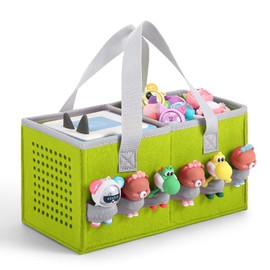 TATAVR Carrying Case for Toniebox Starter Set and Tonies Figurines, Felt Organizer Travel Bag with Strap for Tonies Box, Travel Cloth Musical Toy Folding Bag for Toniebox Accessories (Green)