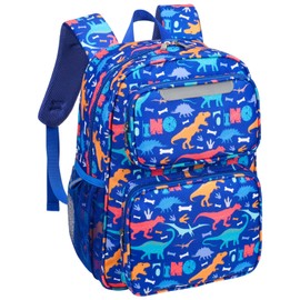 Bagseri Children's Backpacks for Boys Girls - 15L Nursery Backpack for Children 3 to 8, Children's Backpack with Chest Strap, Blue Dinosaur