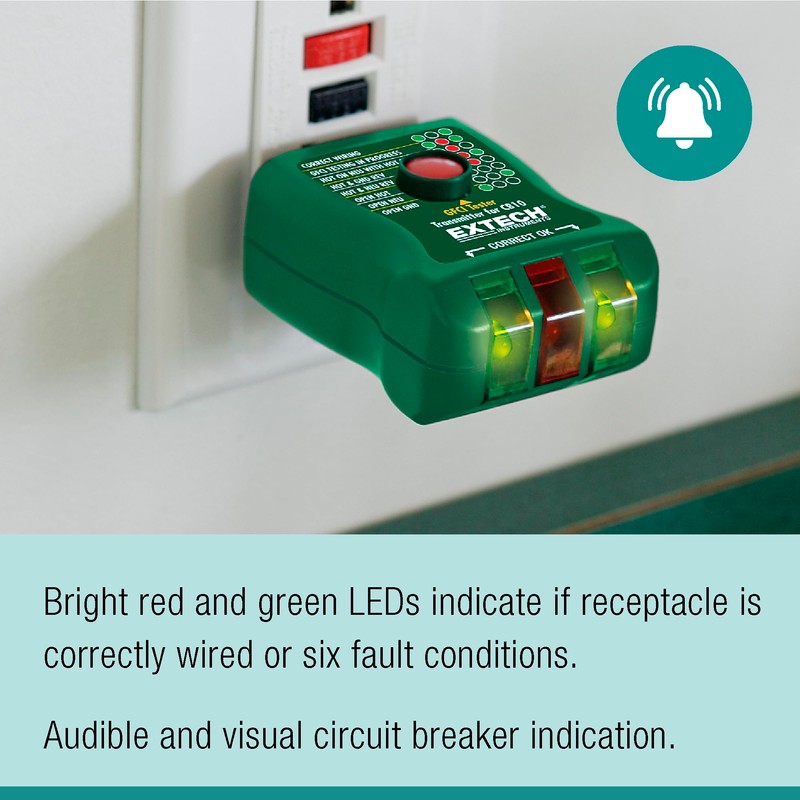 Extech CB10 Circuit Breaker Finder, Locates fuses/Breakers, Tests receptacles and