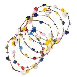 URAQT LED Flower Headband, 6PCS Flower Crown, LED Garland Hair Wreath Light up Headband for Christmas, Halloween, Lighted Party, Wedding Decorations