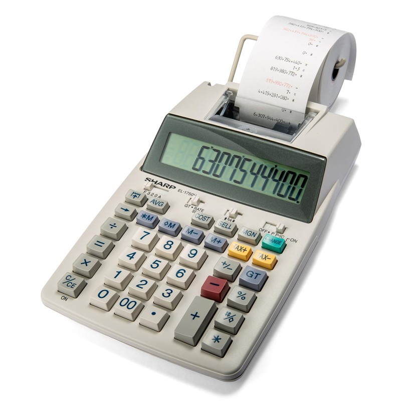 Sharp EL-1750V Calculadora de impresión bicolor 2 líneas/segundo 3" negro/rojo