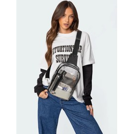 Flowston Clear Bag for Stadium Events with Inner Mesh Pocket Clear Sling Bag For Women Men Crossbody Purse for Concerts
