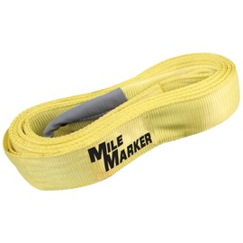 Mile Marker 19315 Single Yellow 3" x 30′ Recovery Strap for Heavy Duty Use - Rated to 30,000 Pound Capacity - Ensures User Safety with Built in Blue Lines