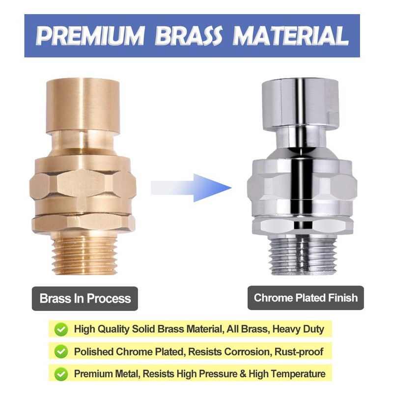 Shower Head Swivel Ball Adapter Brass Adjustable Shower Arm Connector