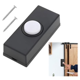 Wired Doorbell Button – Weatherproof Plastic Housing with Stainless Steel Plate – Compatible with Most Doorbell Systems – Surface Mount with 2 Screws – Compact Design (Black) – 5 * 3 * 2cm