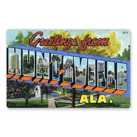 Squiddy Greetings from Huntsville Alabama - Vinyl Sticker for Car, Laptop, Notebook (5.5" Wide)