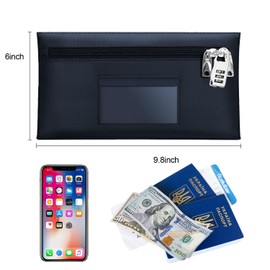 Smunijon money bag with lock 10.2x6.2 Inches money bags with zipper Lockable money pouch locking bank deposit bags with Dual zipper safe Cash Bag money bag for cash (1, blue, small)