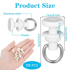 Mabor 100pcs White Curtain Track Gliders, PE Plastic & Stainless Steel Sliding Hooks for Ceiling, Shower, Door, RV, Room Divider Tracks