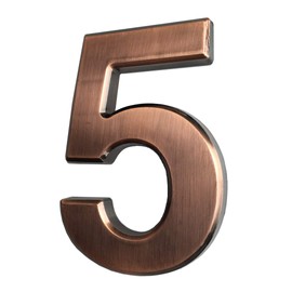 4 Inch Gold Mailbox Number #5, 3D Address Letter Stickers for House Apartment Office Doors, Gold Shiny and Bright. (5, Gold)