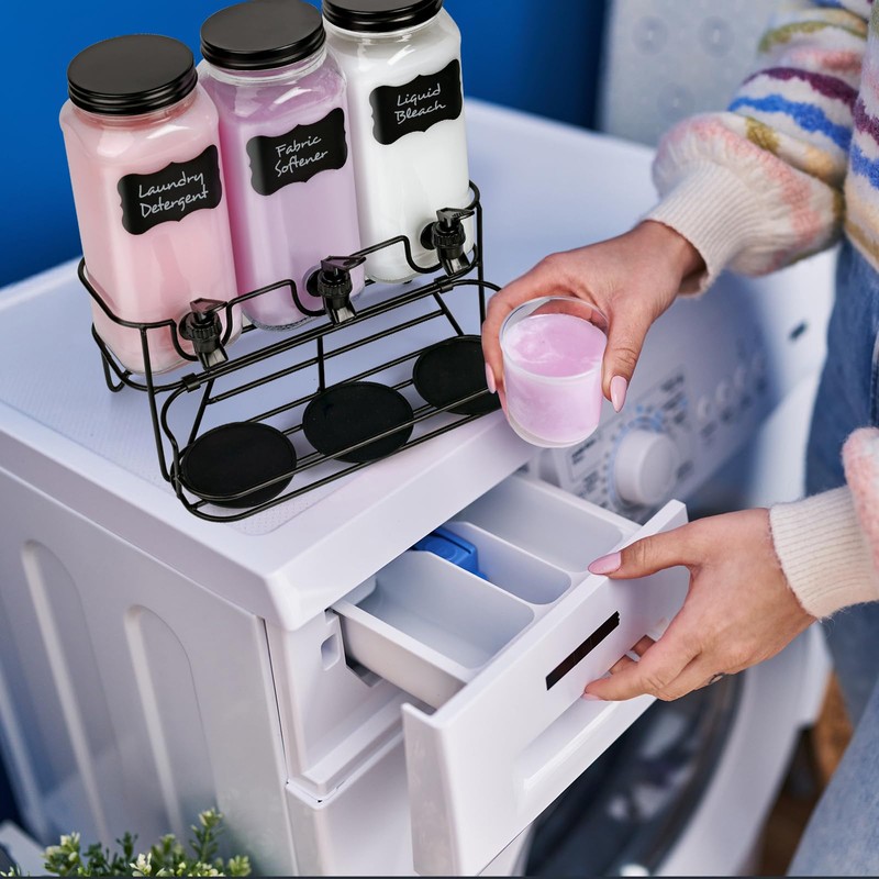3 Sets 2.2L Liquid Laundry Detergent Dispenser, Glass Laundry Soap