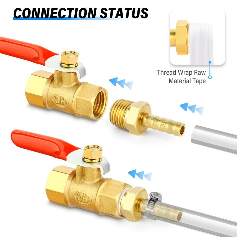 TAILONZ PNEUMATIC 3PCS 1/4 Inch Brass Mini Ball Valve Shut