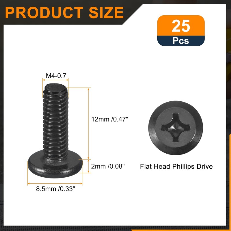 QUARKZMAN 25pcs M4-0.7x12mm Pan Head Machine Screws 304 Stainless Steel