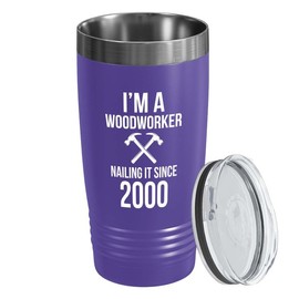 Luxe Gifting Woodworker Purple Tumbler 20oz - 2000 - Woodworking Gifts For Men Woodworker Gifts Carpenter Vintage 2000 Birthday Gift