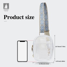 AdiStylinno Clear Sling Bag, PVC Crossbody Bag, Waterproof Shoulder Bags for Stadium Concert with Zipper and Adjustable Strap (White)