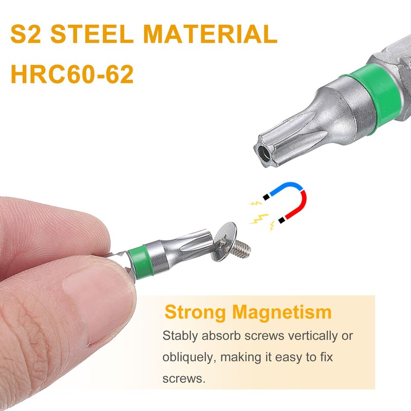 sourcing map 2pcs Star Screwdriver Bit TS20 1/4" Hex Shank