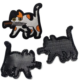 DragonX2 Patch, Pack of 2 IRON_ON_TRANSFER_DESIGN, Polyester, Multicoloured, Cat Pattern, for Jeans, Jackets, Backpacks, 2 pieces