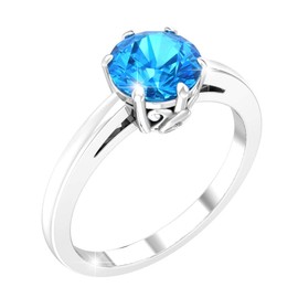 Belinda Jewelz Anillo redondo de plata de ley 925 con piedra natal solitario, Gema, topacio,