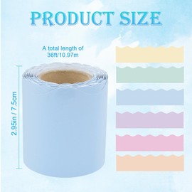 Pastel Bulletin Board Borders Set - 216 ft Rainbow Classroom Borders Scalloped Trim Pastel Bulletin Board Decorations for Teacher Classroom Back to School Classroom Chalkboard Door Wall Decor, 6 Rolls