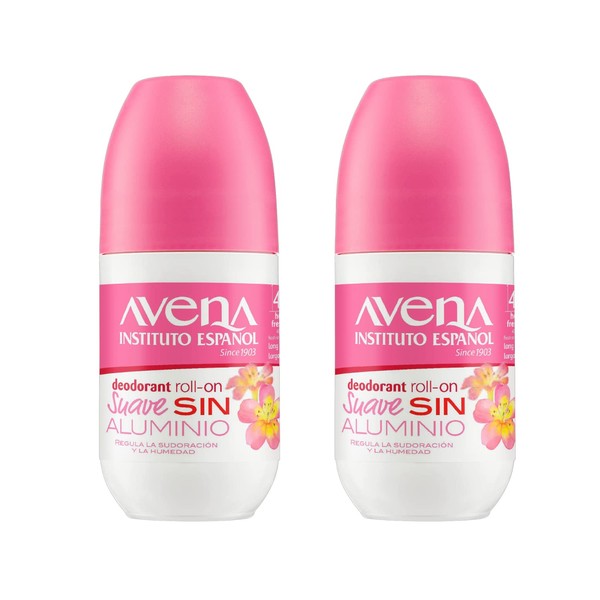 Avena Instituto Español Deodorant Roll-On Suave, Long-Lasting, Non-Alcohol, 2-Pack of