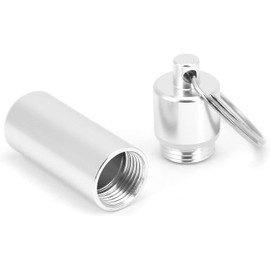 Silver Portable Stainless Steel Pill Container, Waterproof Mini Sealed Jar, Aluminum Alloy Keychain Pill Bottle Medication Aids