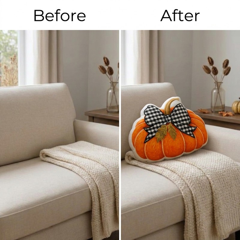 Pumpkin Plush Throw Pillow for Fall Home Decor – Buffalo