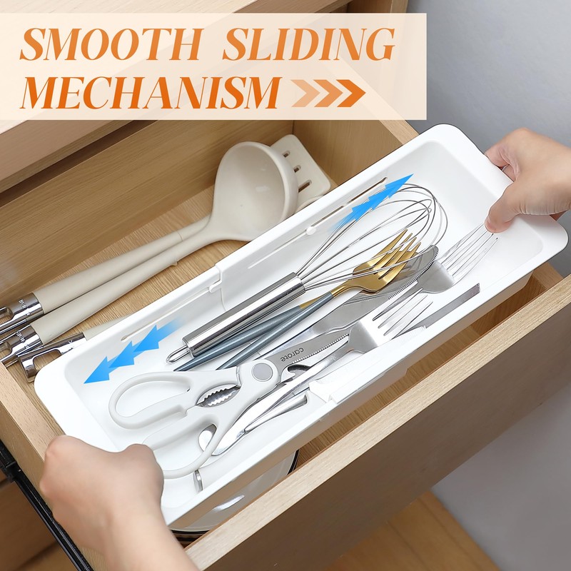 Gulfmew 2 Pack Deep Drawer Organizer Bins, Sliding Drawer Organizer