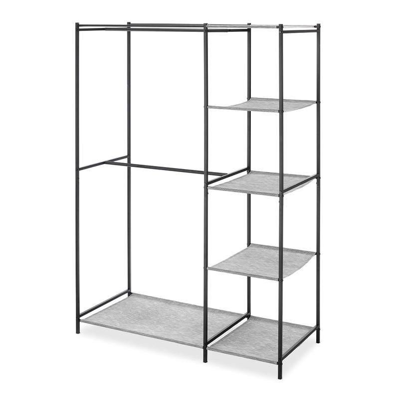 Whitmor Double Rod Closet with Shelves - Black