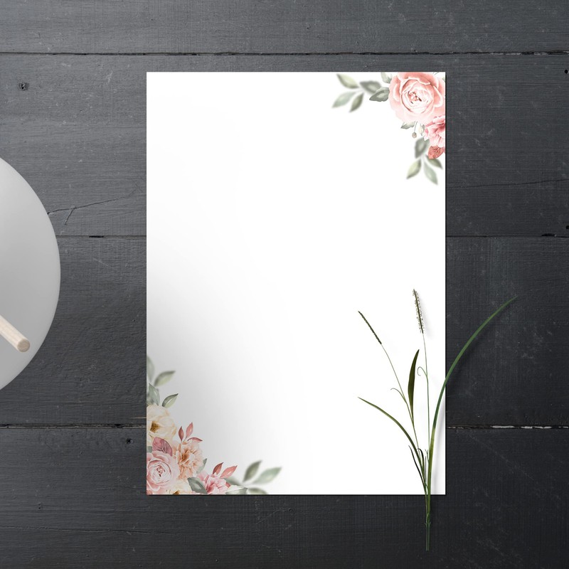 Letter Paper / Envelope Set Elegant with Roses in Dusky