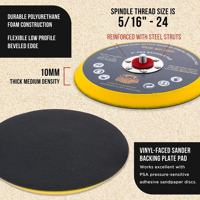 Dura-Gold Pro Series 6" PSA DA Sander Backing Plate Pad