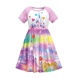 LQSZ Girls Nightgown Short Sleeves Pajamas Princess Casual Dress for Girls 9 10t