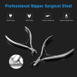 FERYES Cuticle Clipper Professional Manicure and Pedicure Cuticle Remover Tools, Medical Grade Stainless Steel, 5mm Jaw- 1 Piece (Silver)