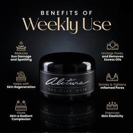 Alitura Clay Face Mask – Exfoliating, Hydrating & Anti-Aging Facial Mask with Vitamin C & Pearl Powder – Pore Cleansing Face Mask for Acne, Blackheads & Glowing Skin – 7.1 oz
