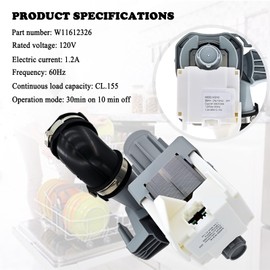 W11612326 W10805386 Dishwasher Circulation Pump and Motor Assembly, Dishwasher Pump Replacement Parts W10879262, W11521435
