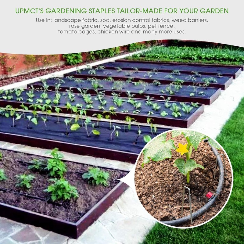 UPMCT 12 Inch Galvanized Garden Landscape Staples Stakes, 25 50